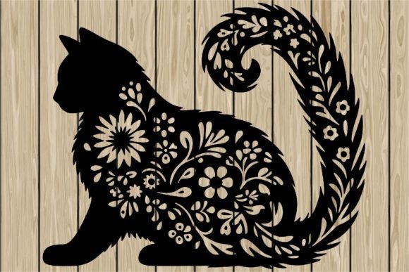 Download Floral Cat Stencil Silhouette SVG - Premium Resources